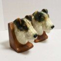 Vintage Fox Terrier Porcelain Bookends-BKE-2013